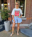 T-shirt Wit Sardines Fuchsia/Rood