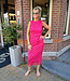 Azzurro Lange Jurk Mesh Leo/Fuchsia