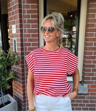 Sweater Tee Stripes Rood/Roze