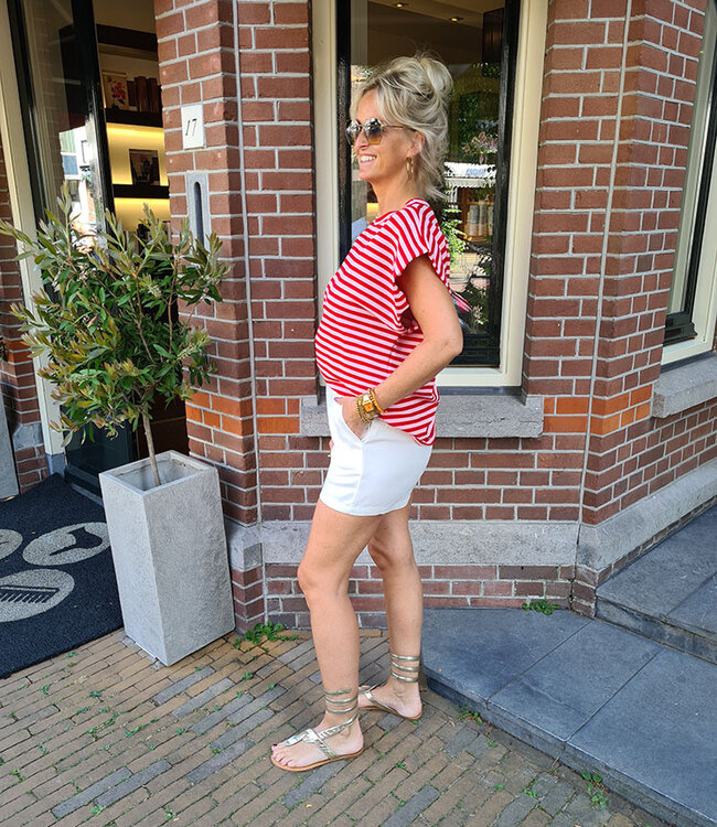 Sweater Tee Stripes Rood/Roze