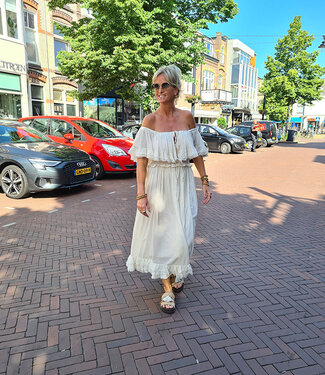 Offshoulder Jurk Linnenlook Crème