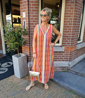 Lurex Zigzag Dress Oranje