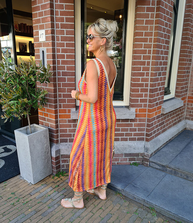 Lurex Zigzag Dress Oranje