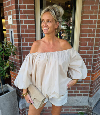 Azzurro Offshoulder Ballonblouse Beige
