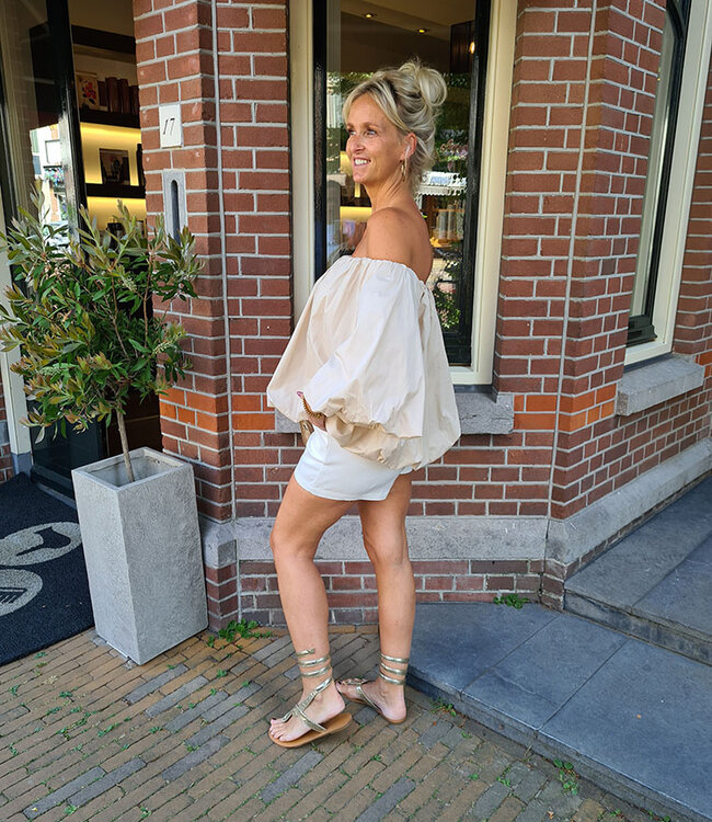 Azzurro Offshoulder Ballonblouse Beige