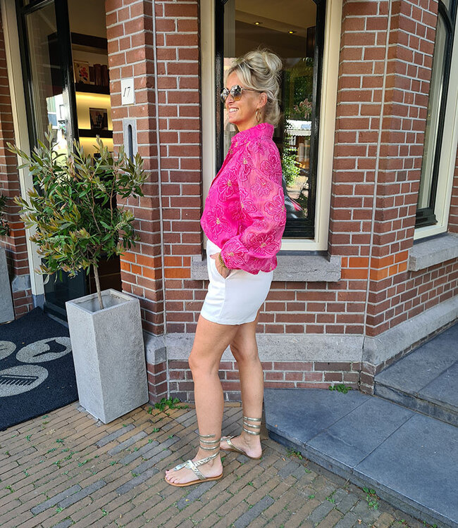 Azzurro Luxe Blouse Flower Fuchsia