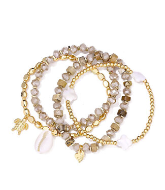 Setje Kralenarmbandjes Taupe