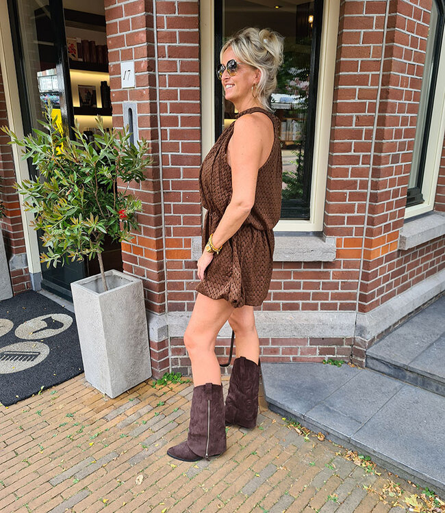 Halterplaysuit Gehaakt Donkerbruin