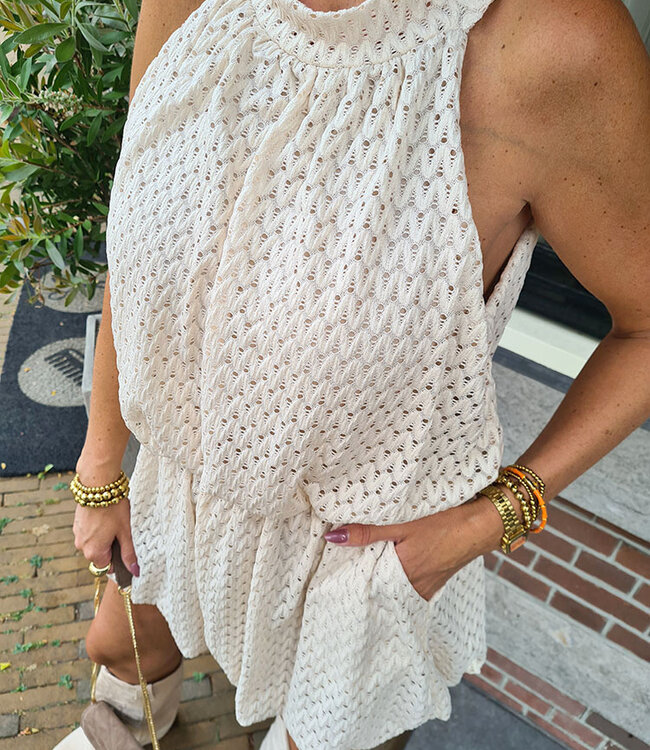Halterplaysuit Gehaakt Beige