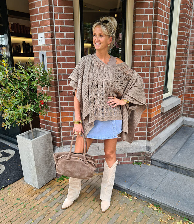 Handtas Suede Taupe Coline