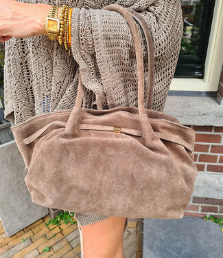 Handtas Suede Taupe Coline