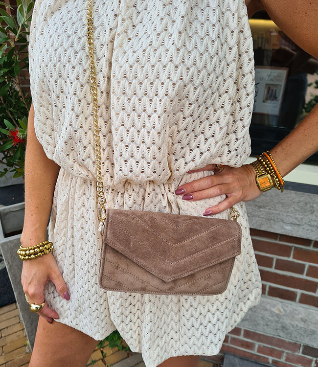 Clutch/Tas Luxe Suede Taupe