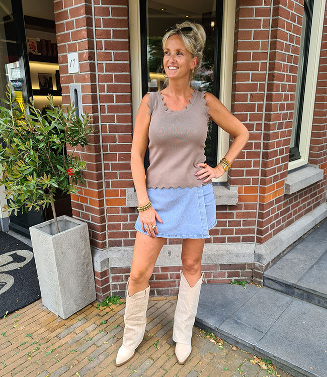 Ruffle Rand Hemdje Taupe