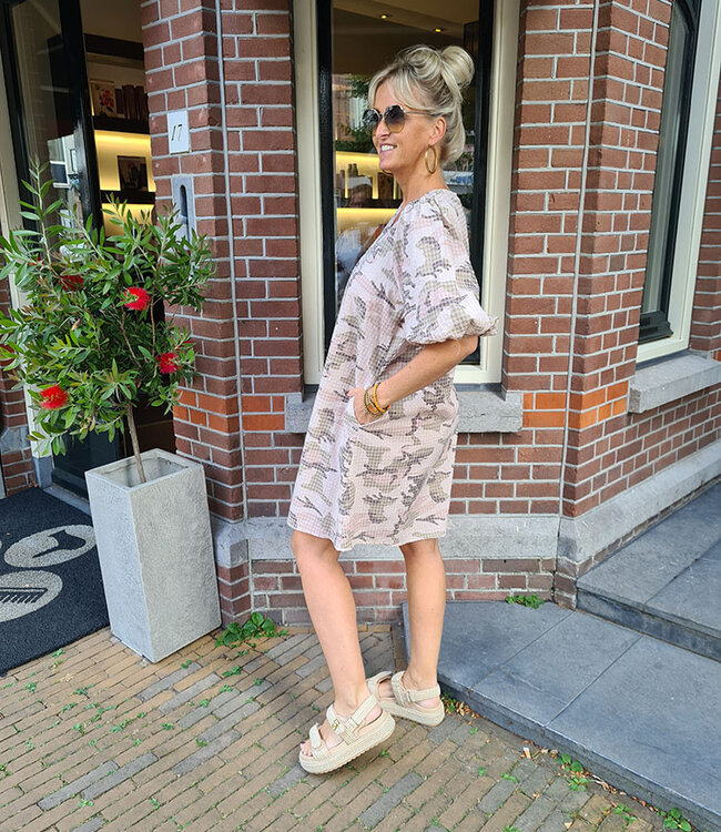 Azzurro Pofmouw Dress Army Beige
