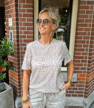 Azzurro Leopard T-shirt Soft Beige Tinten