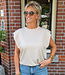 Azzurro Basic Tee Schoudervulling Beige
