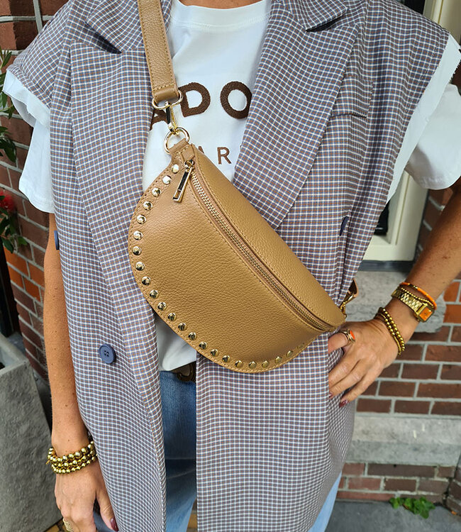 Crossbody met Studs Camel