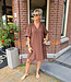 Azzurro Dress Pofmouw Vhals Donkerbruin