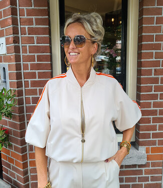 Biba Bomber Korte Mouw Beige/Oranje