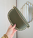 Crossbody Leder met Studs Donkergroen