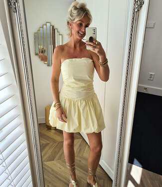 Strapless Ballonjurkje Kort Geel