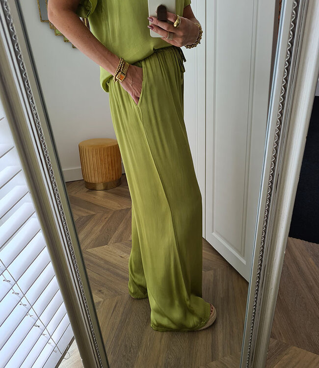 Zijdelook Pantalon Groen