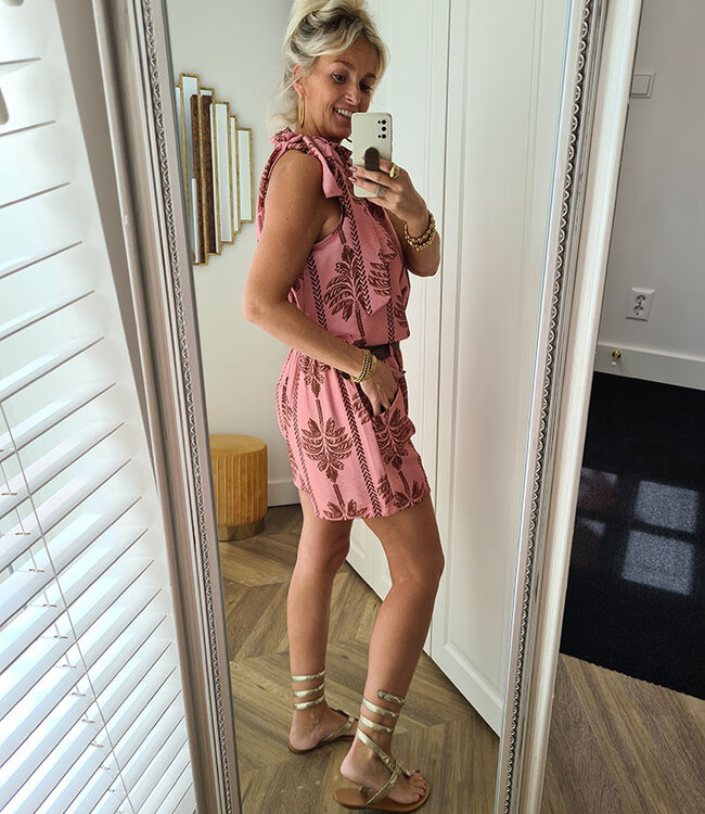 2-Delige Set Palmtree Haltertop + Short Roze