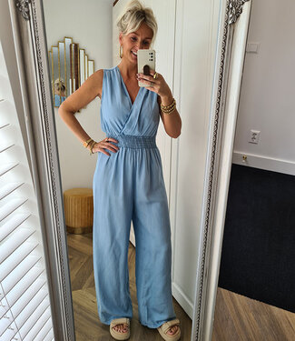 Dunne Denim Jumpsuit Blauw