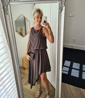 Asymmetrische Jurk Donkerbruin