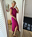 Mouwloze Jurk met Knoopdetail Magenta