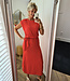 Mouwloze Jurk met Knoopdetail Koraalrood