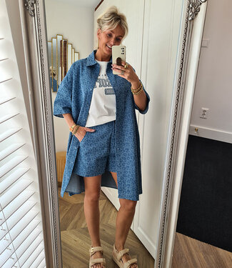 Azzurro Oversized Denim Jeans Dress Leo Blauw