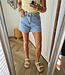 Denim Short Ruffle Rand Blauw