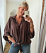 Oversized Blouse met Strikdetail Donkerbruin