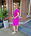 Azzurro Korte Jurk Ruffle Mouwtje Magenta