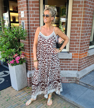 Wijde Zijdelook Panter Dress Bruintinten