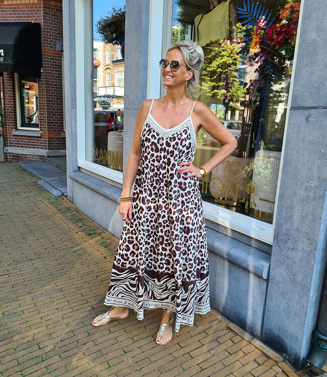 Wijde Zijdelook Panter Dress Bruintinten