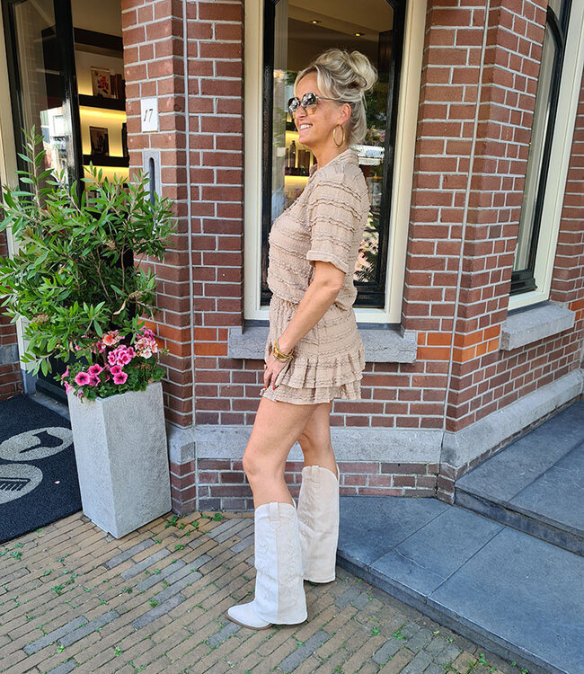 2-Delige Polo + Broekrokje Ruffle Beige