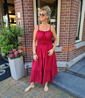 Lange Jurk met Spaghettibandjes Rood