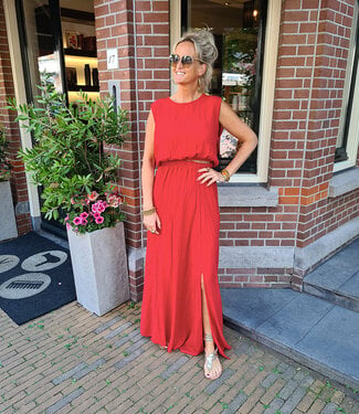 2-Delige Set Top + Rok Koraalrood