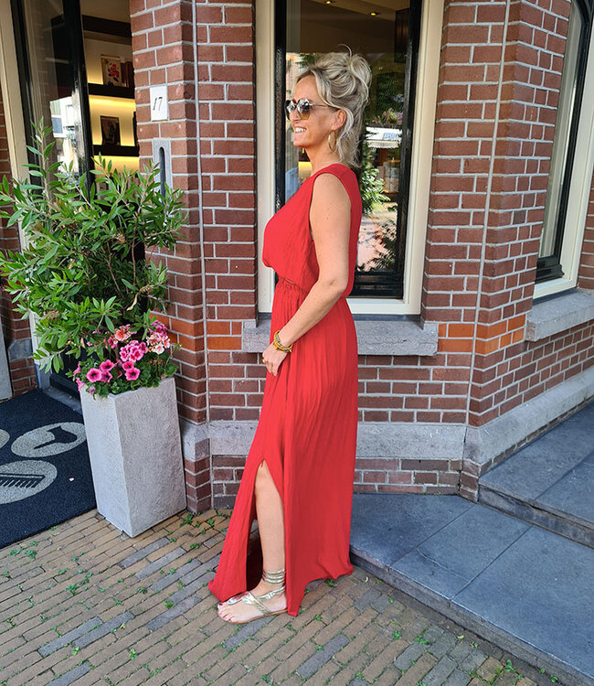 2-Delige Set Top + Rok Koraalrood