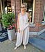 Oversized Linnenlook Top met Shimmer Beige/Taupe