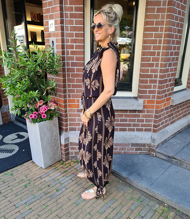 Palmtree Haltertop Zwart/Camel