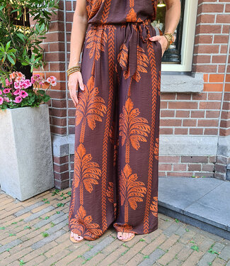 Palmtree Pantalon Bruin/Donkeroranje