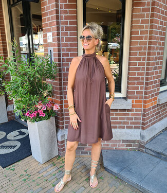 Azzurro Luchtige Halterdress Donkerbruin
