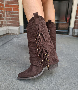Cowboylaars Franje Gouden Details Bruin