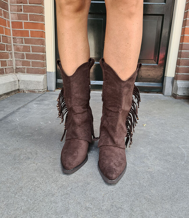 Cowboylaars Franje Gouden Details Bruin