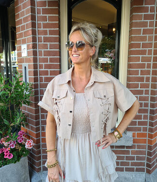 Korte Blouse met Gevlochten details Beige