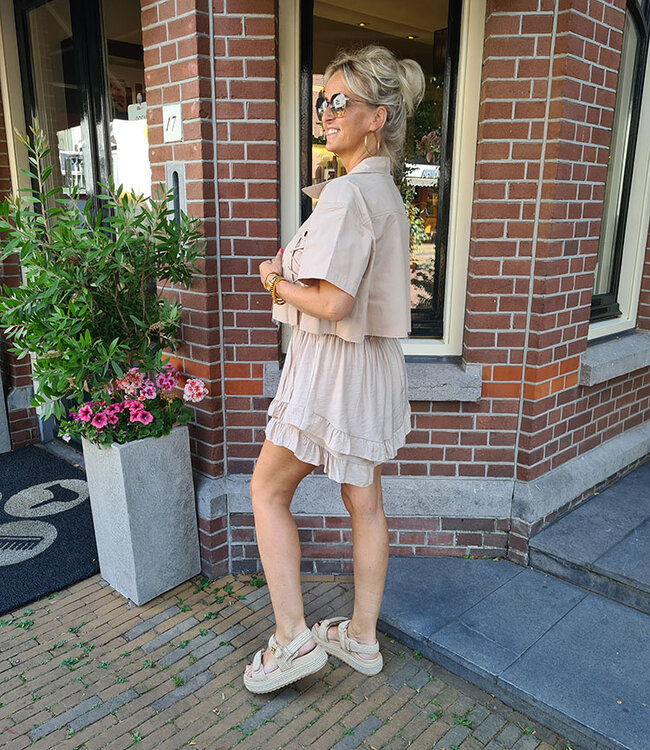 Korte Blouse met Gevlochten details Beige