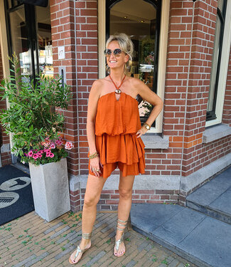 Halter Playsuit Ruffle Donkeroranje